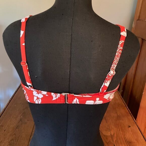 Land’s End twist front bikini top orange floral print underwire adjustable 8 - Picture 4 of 7